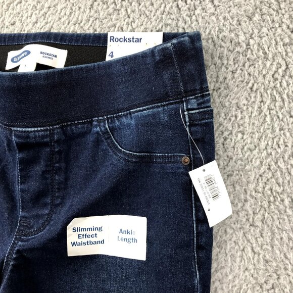 OLD NAVY Womens Size 4 Rockstar Raw/Cut Hem Dark Wash Ankle Jegging Jeans NEW - Picture 4 of 16